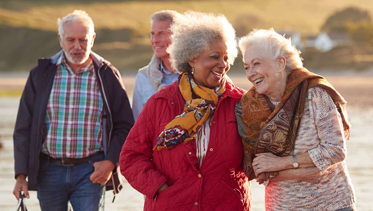 Elder group of friends walking