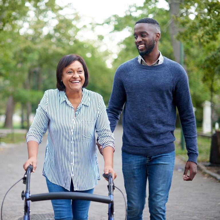 Two people walking